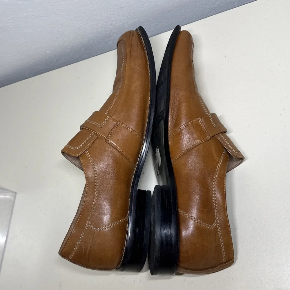 Fratelli Select Mens Leather Dress Shoes Brown Square Toe Loafers Size 13 M